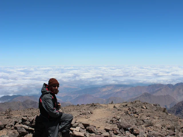 Toubkal peak over the clouds