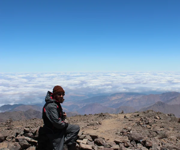 Toubkal peak over the clouds