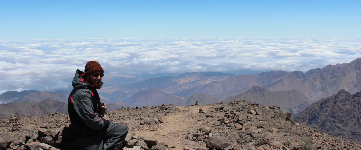 Toubkal peak over the clouds